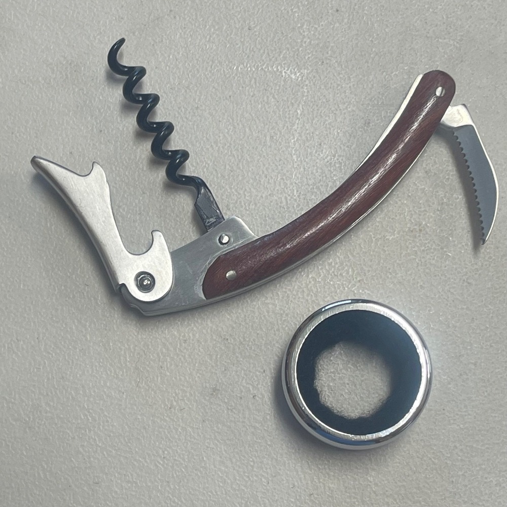 Grappo Wine Opener Set  Sommelier Knife Drip Ring Bamboo Box NWOT